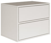 Table de chevet Framme suspendue avec deux tiroirs 50 cm blanche