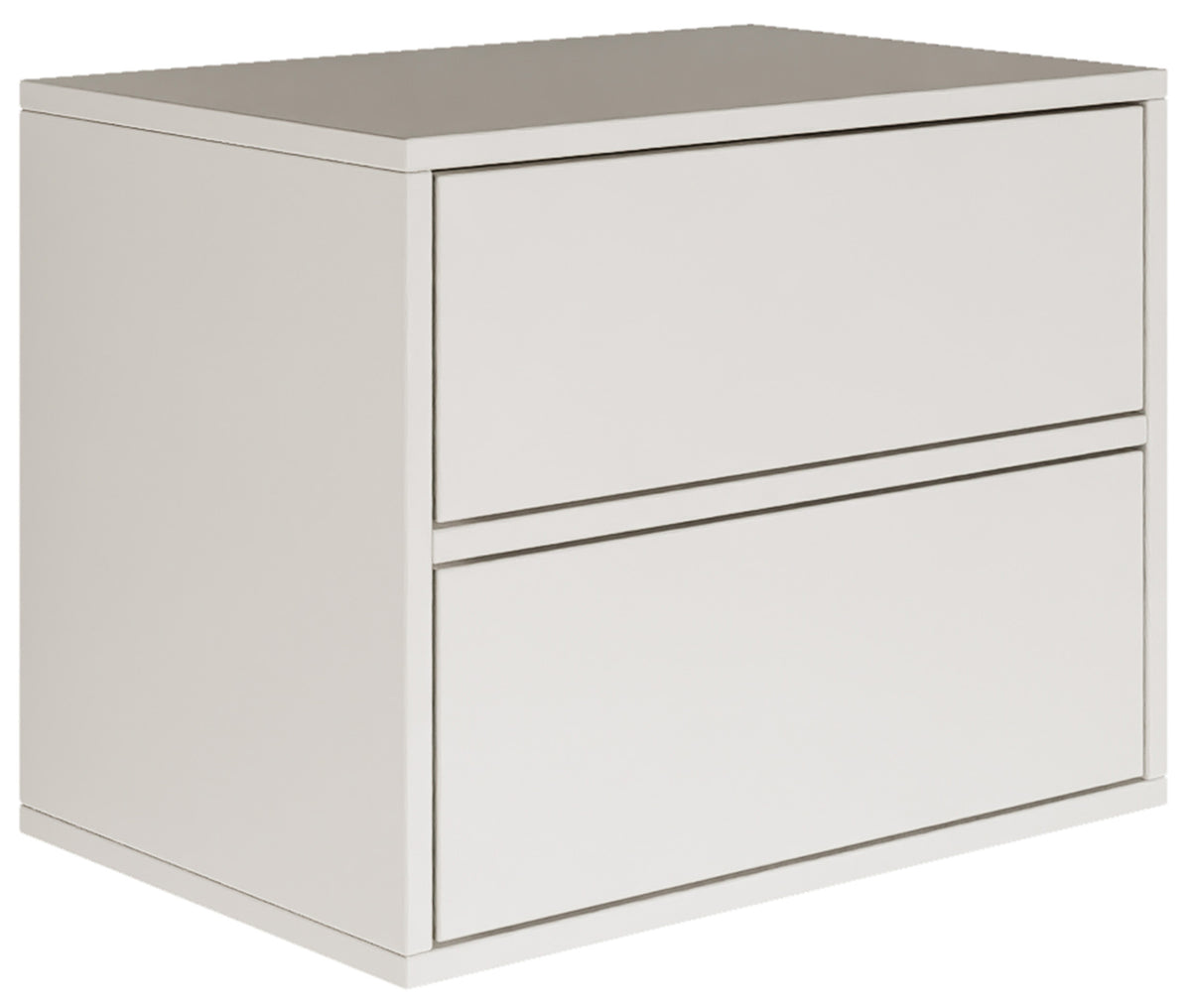 Table de chevet Framme suspendue avec deux tiroirs 50 cm blanche