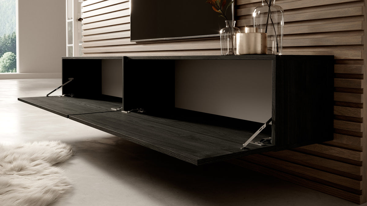 Meuble TV Bisira 200 cm Frêne noir