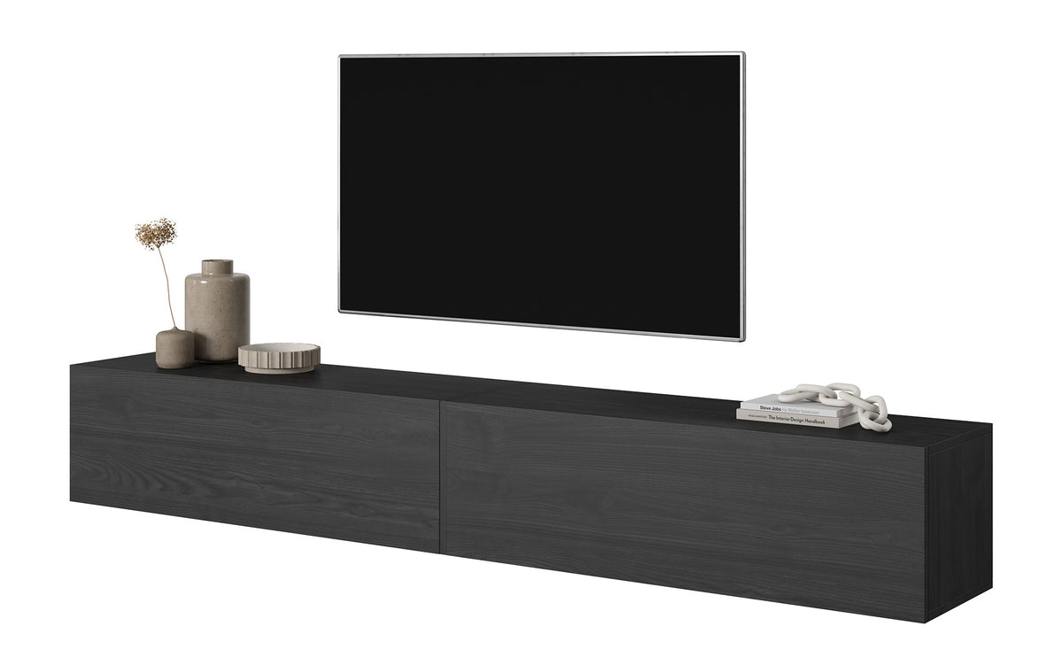 Meuble TV Bisira 200 cm Frêne noir