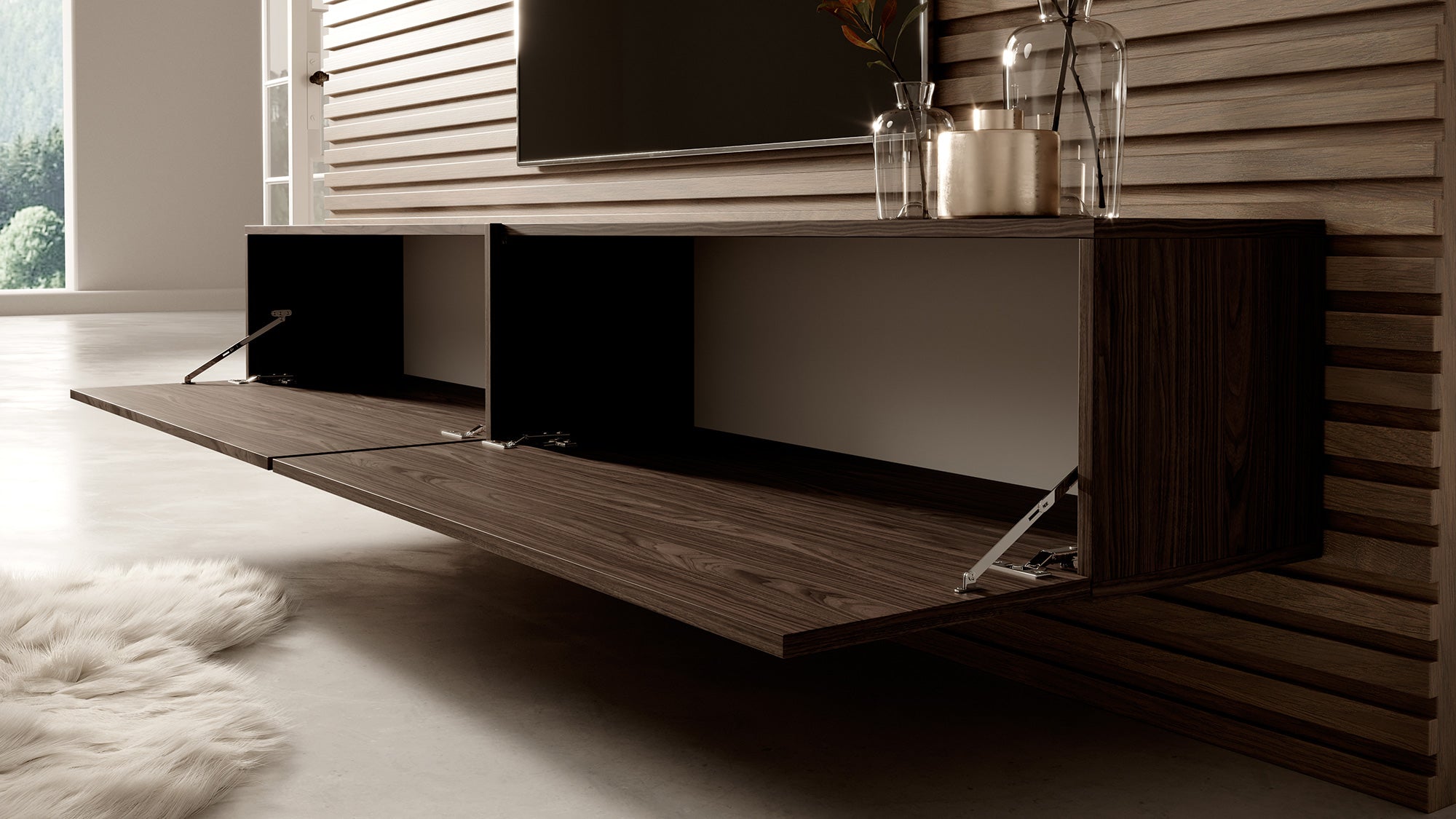 TV-Schrank Bisira 200 cm Nussbaum