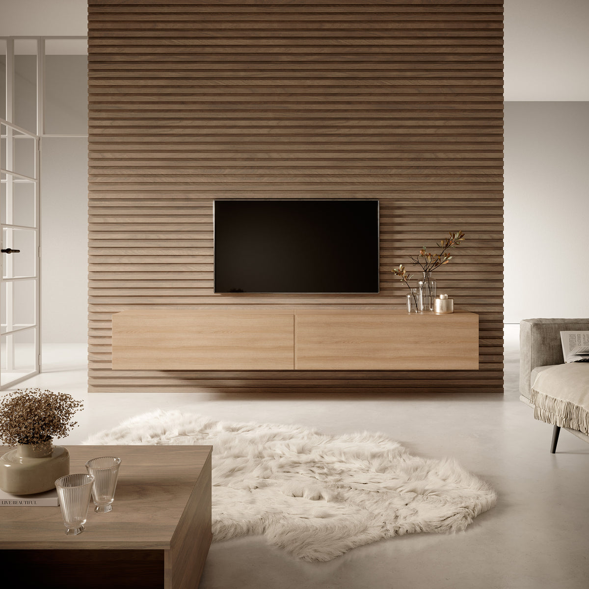 Meuble TV Bisira 200 cm Chêne Lindberg