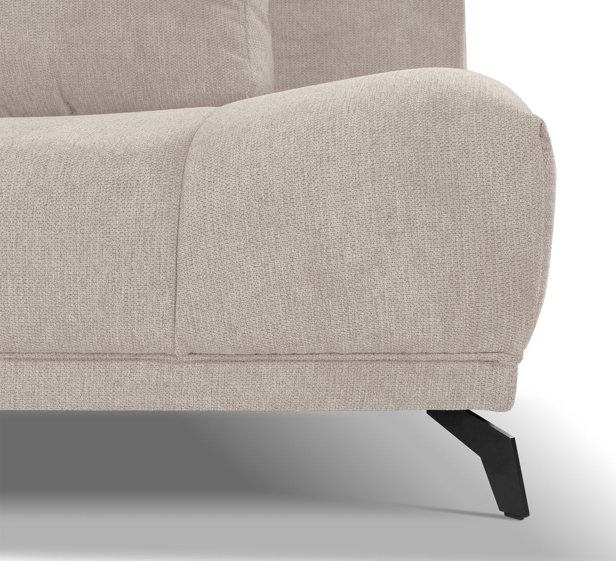 Canapé d'angle gauche Felipe en L avec fonction couchage et coffre, tissu chenille hydrofuge beige clair
