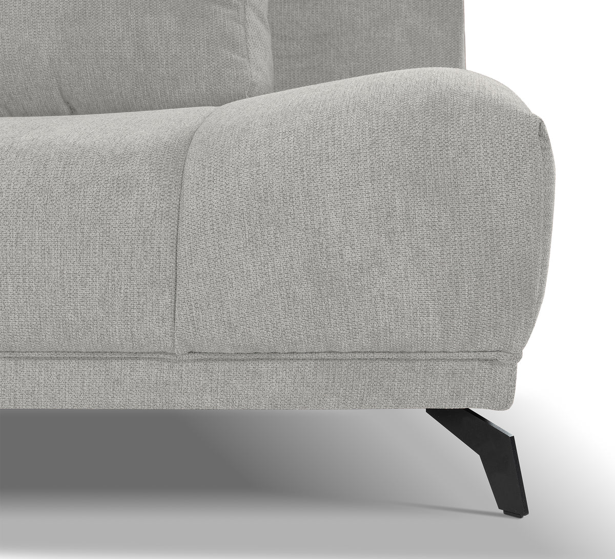 Ecksofa mit Schlaffunktion Felipe L-förmig linksseitig mit Stauraum hellgrauer hydrophober Chenillestoff