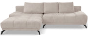 Canapé d'angle gauche Felipe en L avec fonction couchage et coffre, tissu chenille hydrofuge beige clair