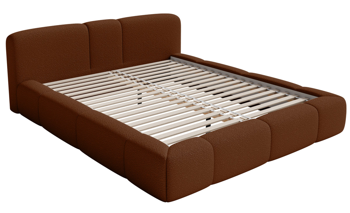 Lit tapissé 200x200 cm Bowia boucle cuivre