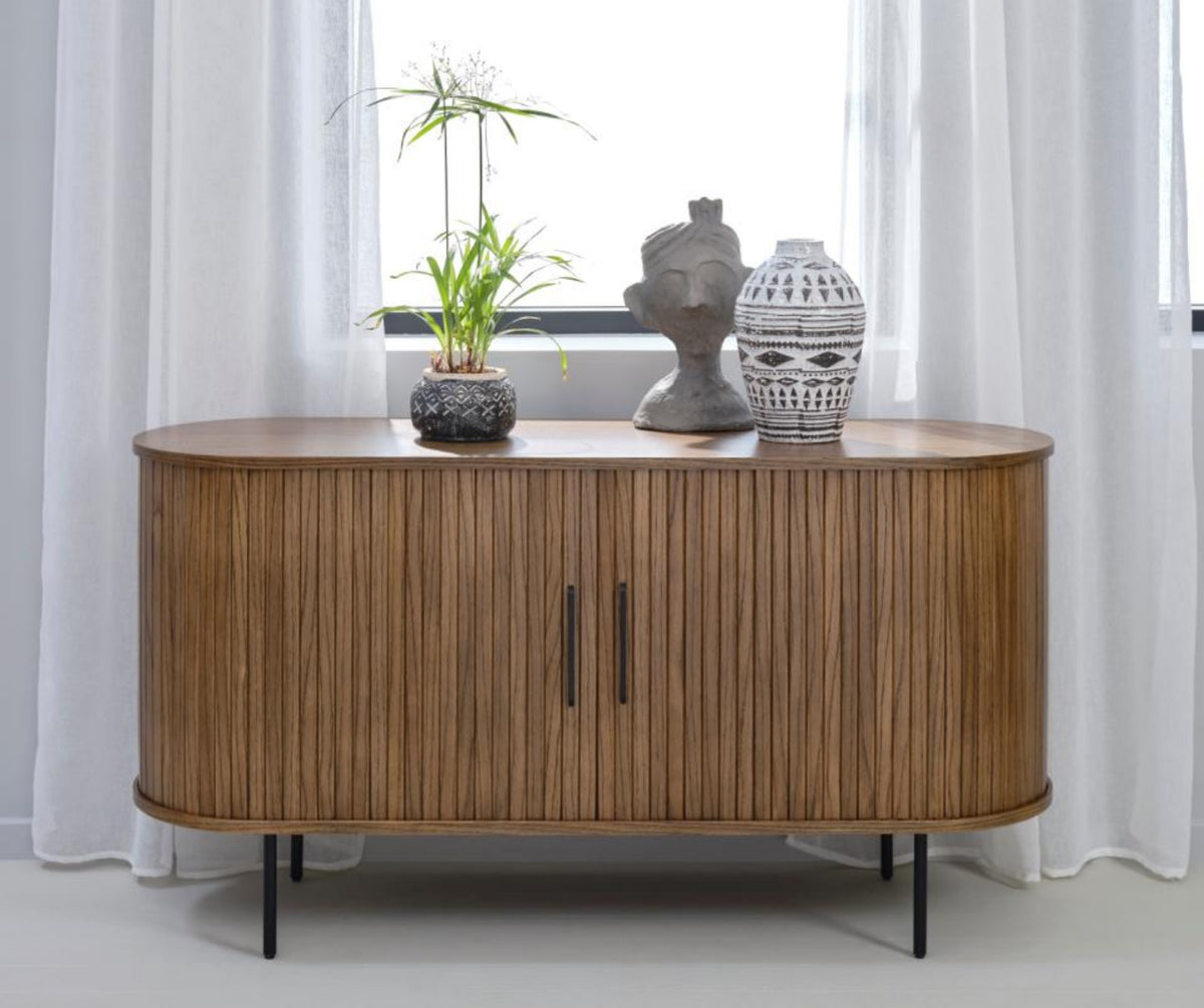 Commode Gativel 140x76 cm lamelles chêne brûlé