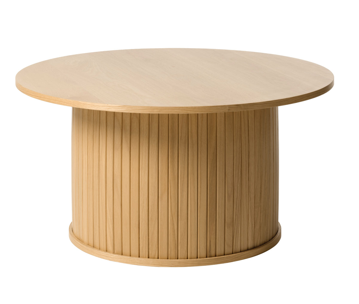 Table d'appoint ronde en bois Gativel 90 cm avec base ronde lamelles chêne naturel
