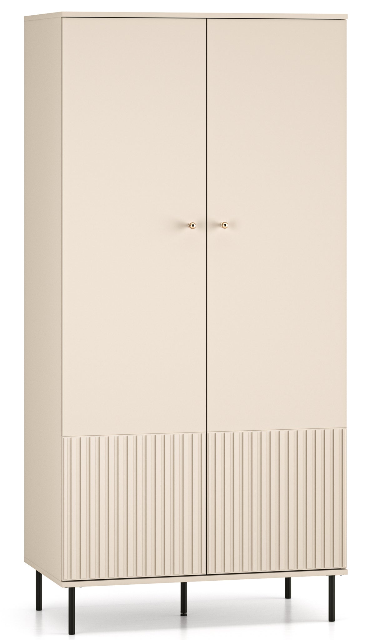 Armoire deux portes Caletto 92 cm avec lamelles décoratives beige