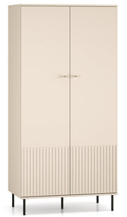 Armoire deux portes Caletto 92 cm avec lamelles décoratives beige