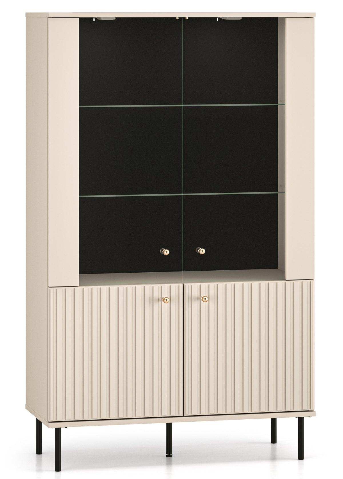 Zweiflügeliger Schrank Caletto 92 cm mit dekorativen Lamellen, beige