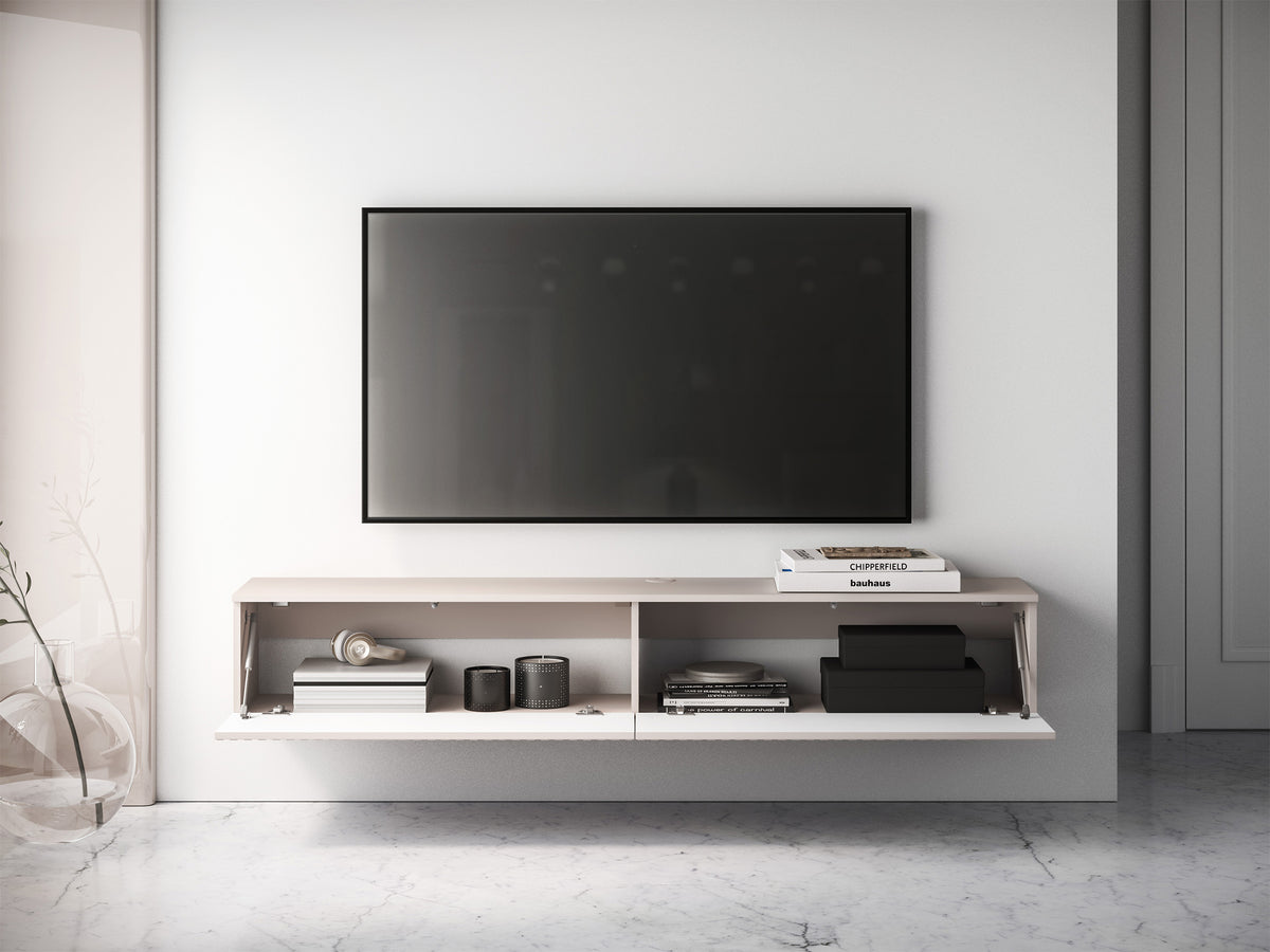 Hängender TV-Schrank Caletto mit zwei Klappen, 180 cm, Kaschmirfarben