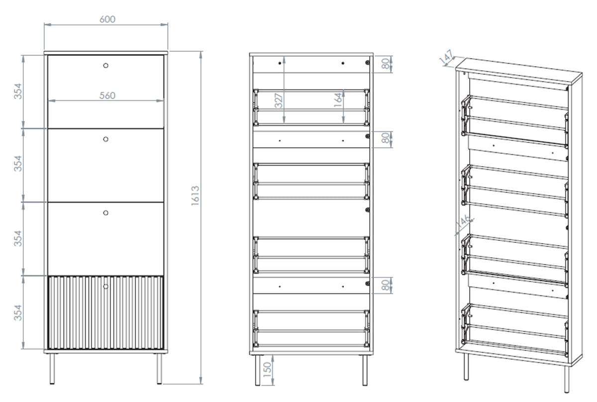 Meuble à chaussures Caletto avec quatre compartiments 60 cm cachemire