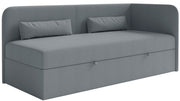 Lit jeune 90x200 cm Calmmo droit avec rangement, chenille hydrofuge gris foncé