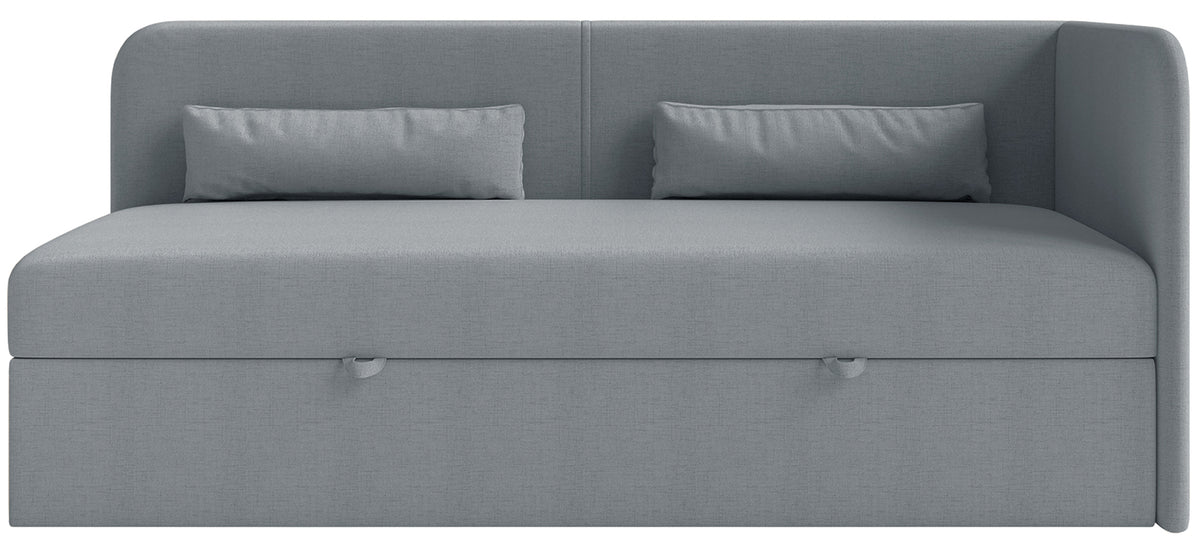 Lit jeune 90x200 cm Calmmo droit avec rangement, chenille hydrofuge gris foncé