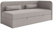 Lit jeune 90x200 cm Calmmo droit avec rangement, chenille hydrofuge beige foncé
