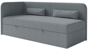 Lit pour adolescent 90x200 cm Calmmo gauche avec rangement, chenille hydrofuge gris foncé