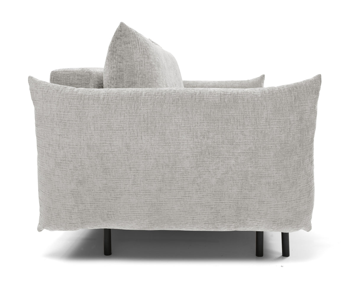 Dreisitziges ausklappbares Sofa Candeiro mit Stauraum, grauer Chenille-Bezug