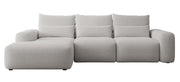 Canapé d'angle convertible Carnos en L avec coussins lombaires supplémentaires, tissu chenille gris, version gauche