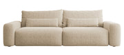 Canapé convertible 3 places Carnos beige en chenille hydrofuge, pieds noirs