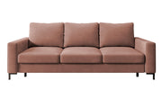 Canapé convertible 3 places Mokpeo avec rangement, velours rose facile à nettoyer