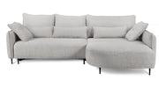 Canapé d’angle Oblivio avec fonction couchage, forme en L, avec rangement, tissu chenille gris clair, côté droit