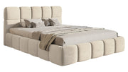 Polstermöbelbett 180x200 cm Cloudy hellbeige Samt, wasserabweisend, pflegeleicht