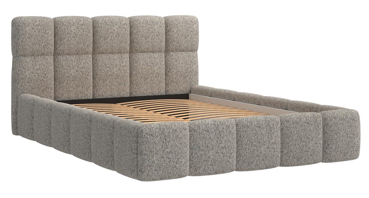 Polsterbett 180x200 cm Cloudy dunkelbeige Geflecht mit Holzlattenrost