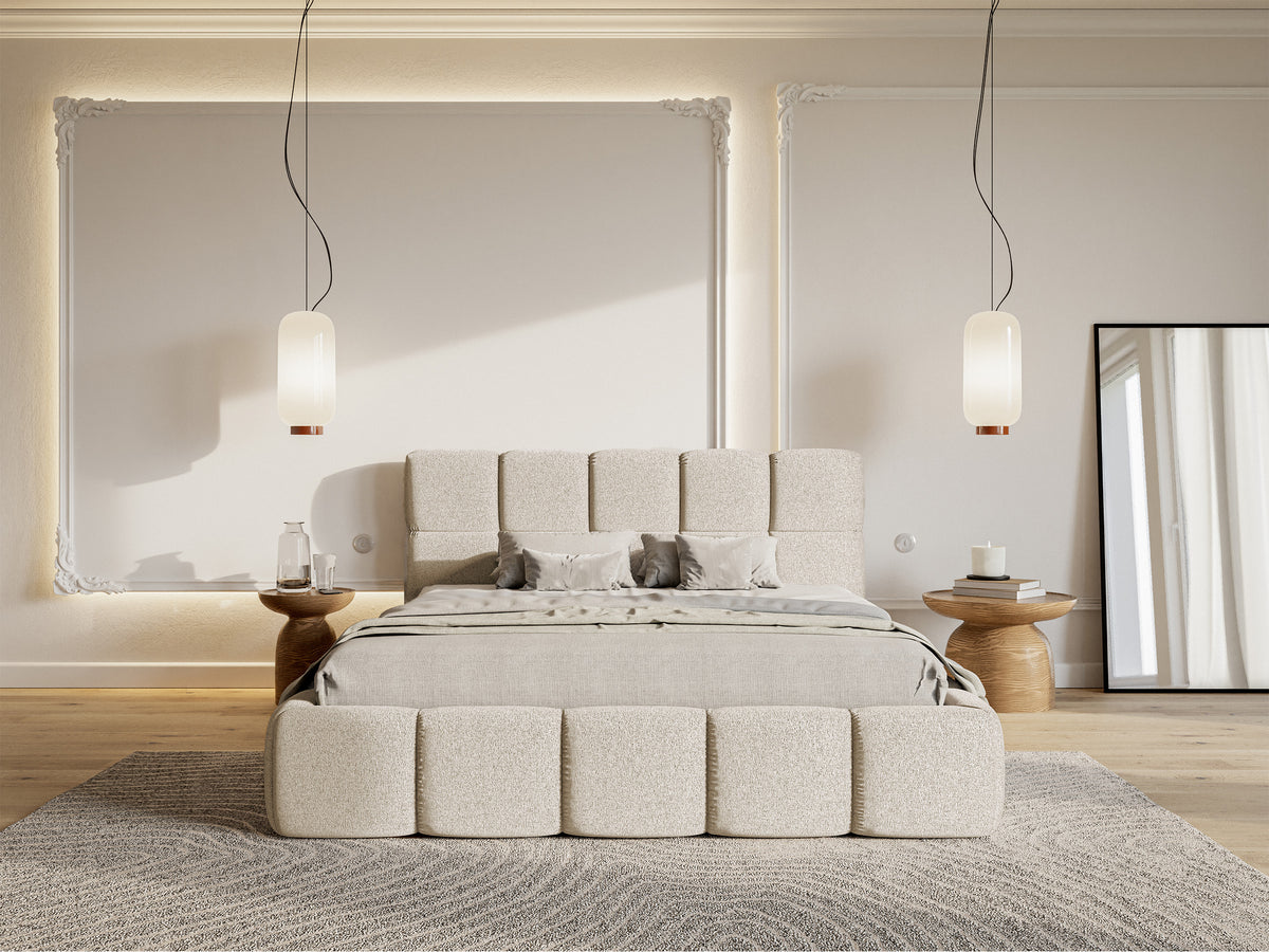 Polsterbett 160x200 cm Cloudy hellbeige Chenille wasserabweisend