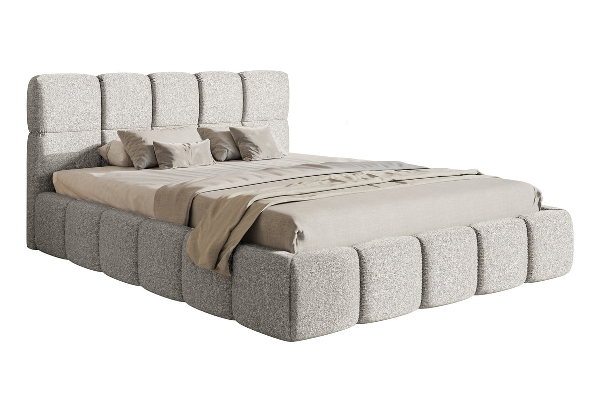 Gepolstertes Bett 200x200 cm Cloudy hellgrauer Chenille mit hydrophober Beschichtung