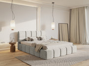 Gepolstertes Bett 160x200 cm Cloudy hellgrauer hydrophober Chenillestoff
