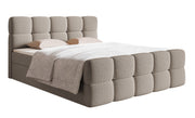 Lit continental 160x200 cm Cloudy avec rangements et surmatelas en boucle gris-beige