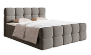 Lit continental 180x200 cm Cloudy avec rangements et surmatelas en boucle gris