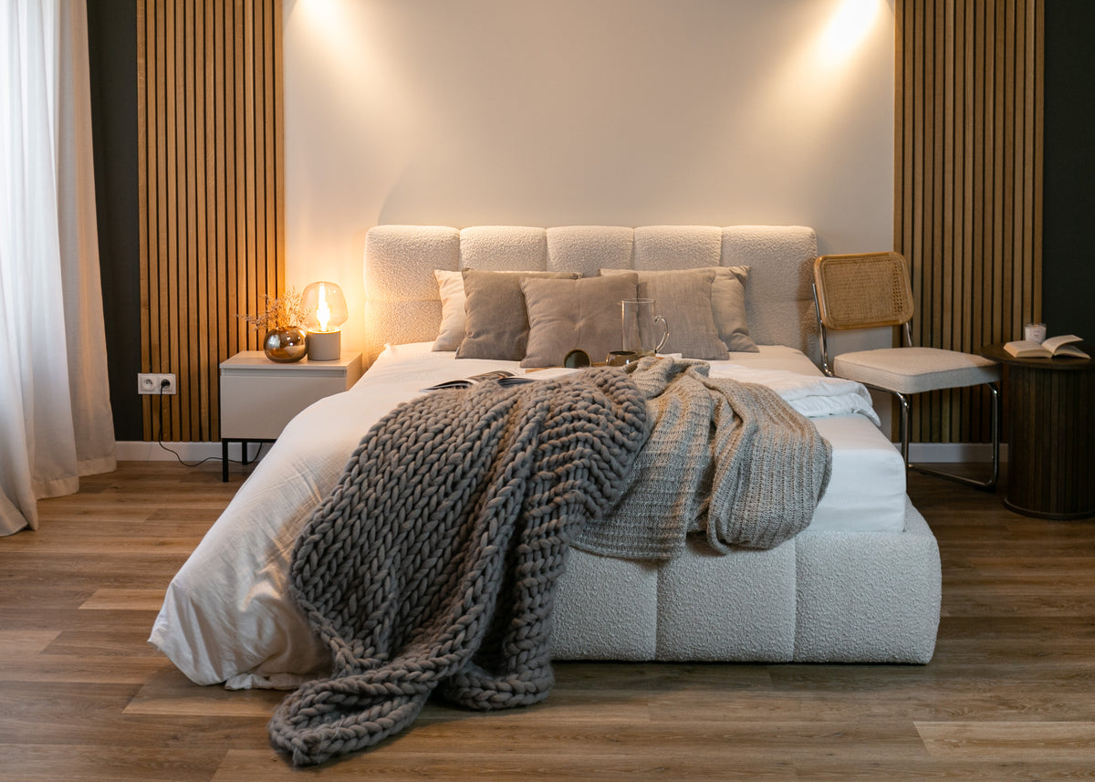 Lit tapissé 180x200 cm Cloudy boucle beige clair
