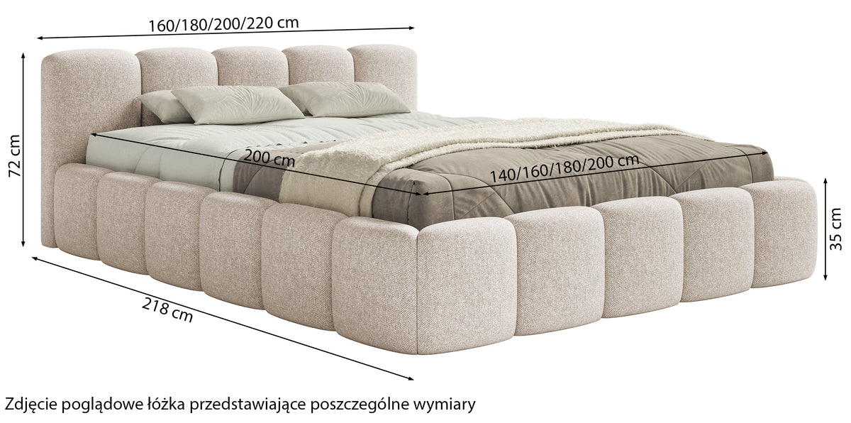 Gepolstertes Bett 160x200 cm Cloudy Low mit Stauraum, graphitfarben, hydrophobes Chenille, Metallrahmen