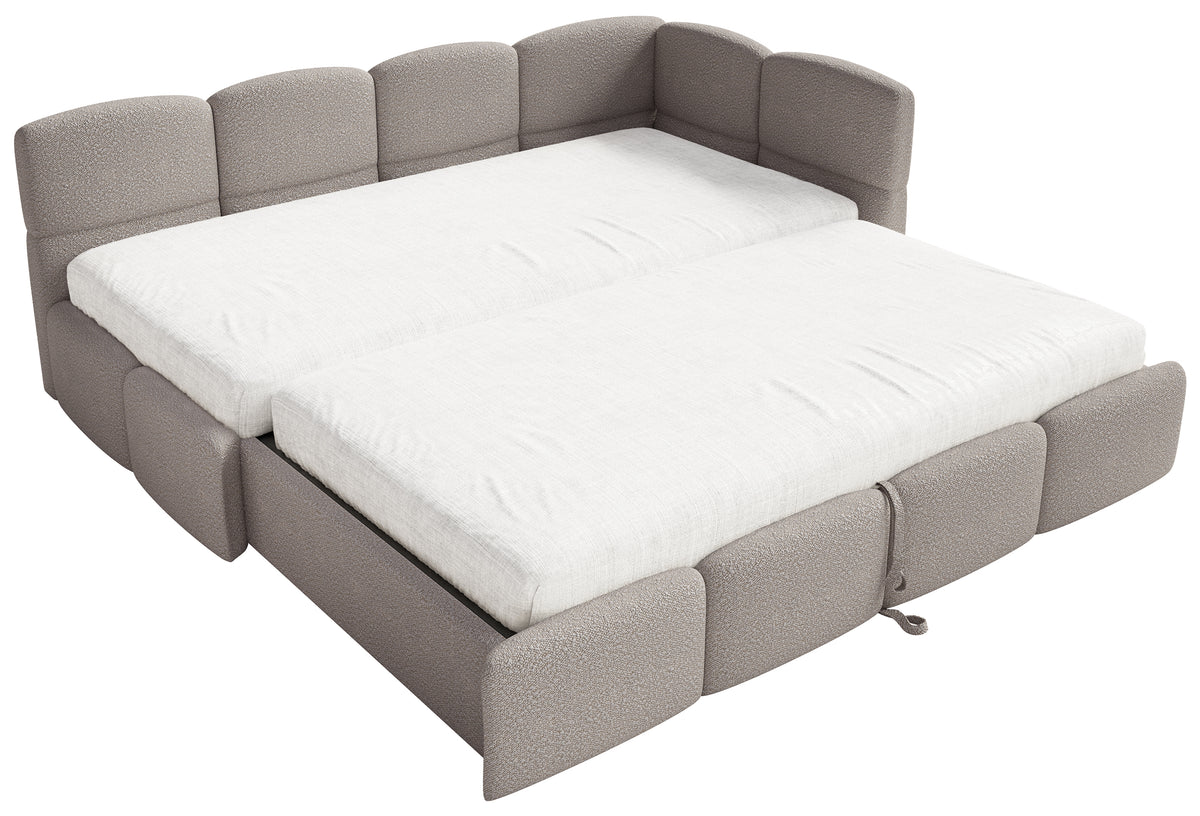 Lit gigogne 90x200 cm Cloudy à droite avec matelas en bouclé gris clair