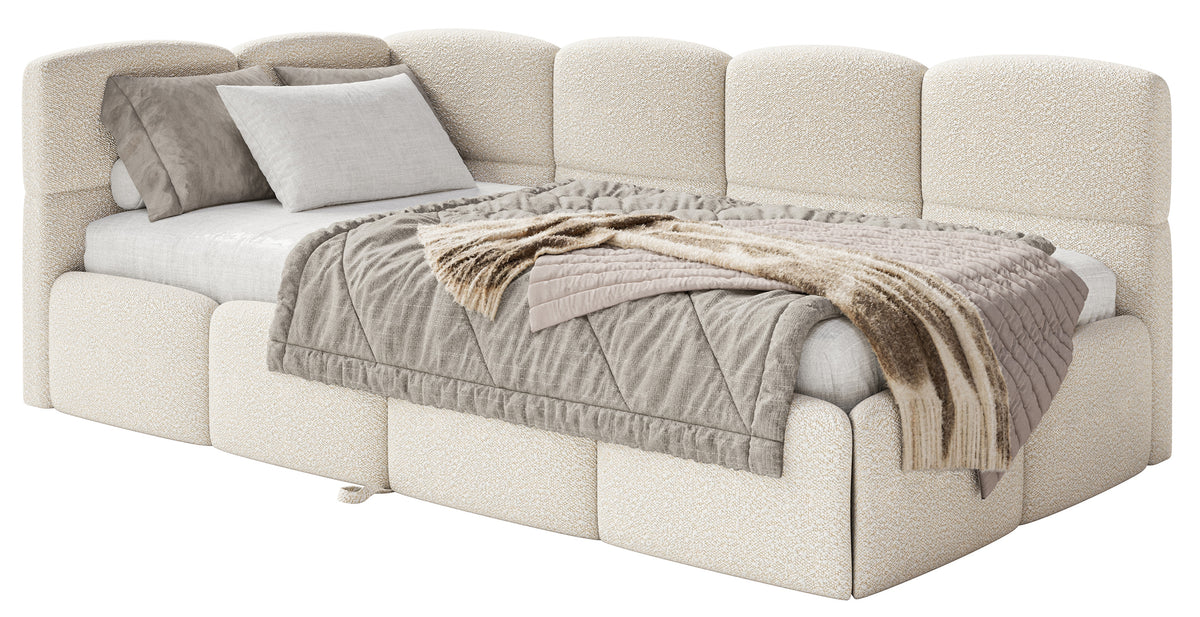 Lit junior 90x200 cm Cloudy coulissant gauche avec matelas boucle beige clair