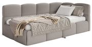 Lit gigogne 90x200 cm Cloudy à droite avec matelas en bouclé gris clair
