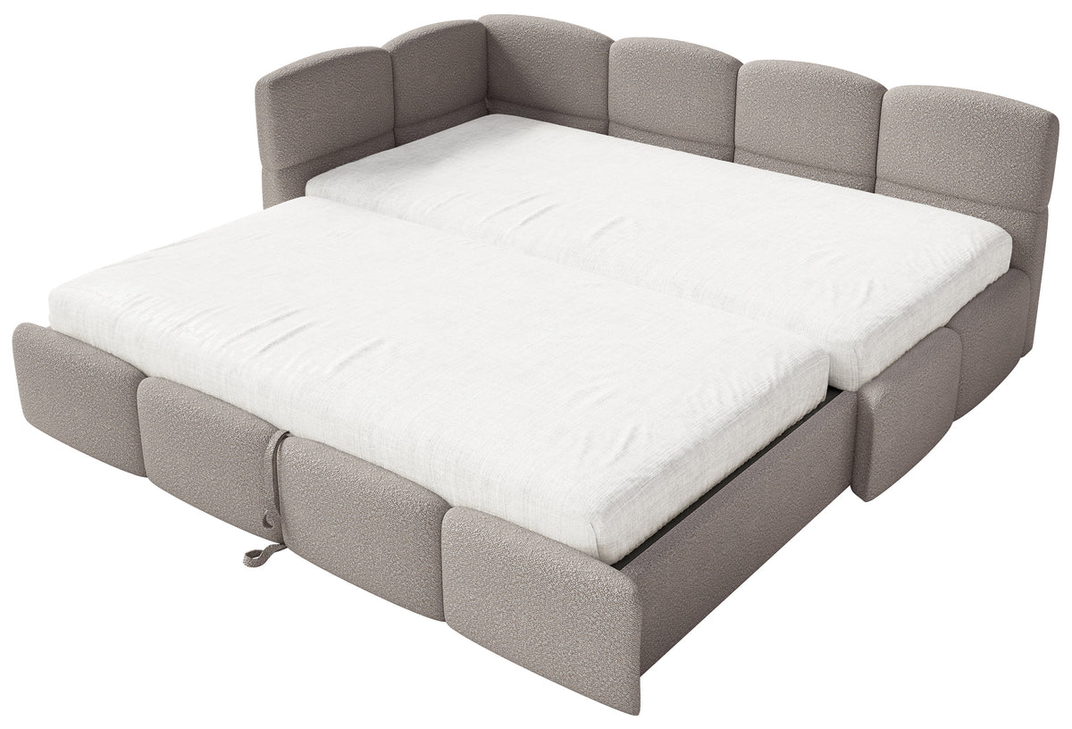 Lit pour adolescent 90x200 cm Cloudy escamotable gauche avec matelas en boucle gris clair