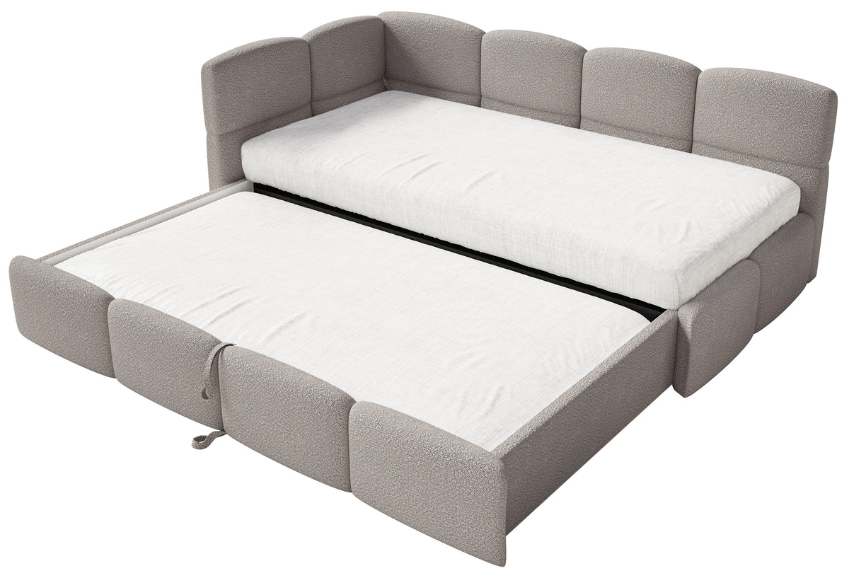Lit pour adolescent 90x200 cm Cloudy escamotable gauche avec matelas en boucle gris clair