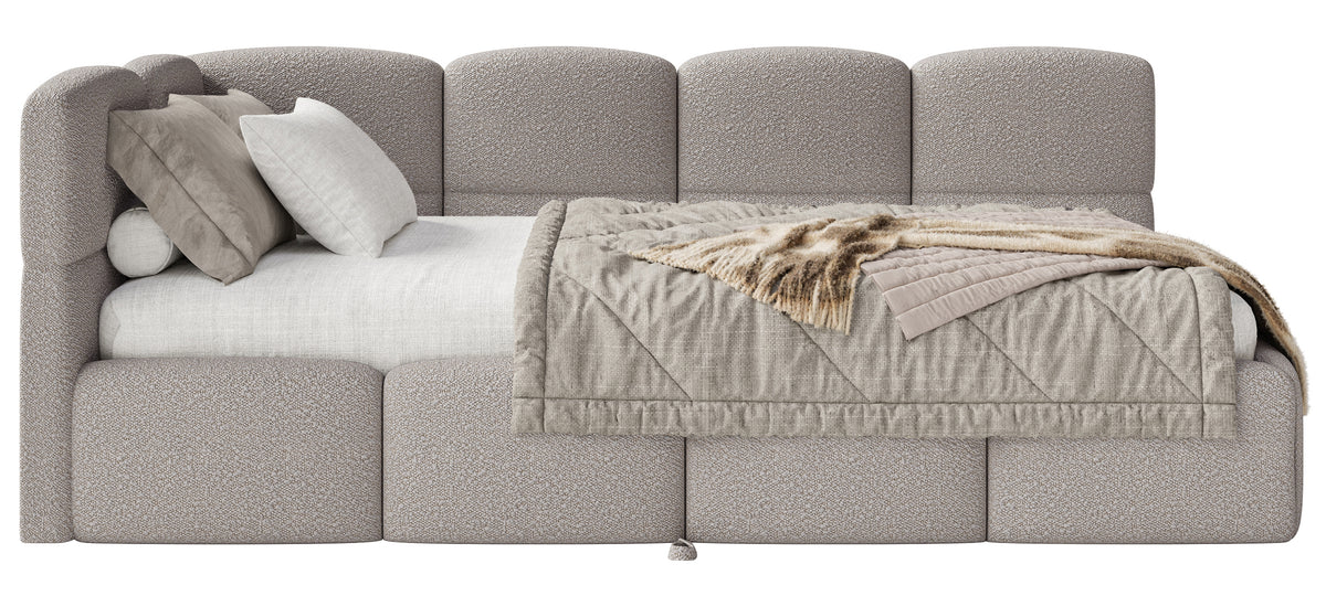 Lit pour adolescent 90x200 cm Cloudy escamotable gauche avec matelas en boucle gris clair