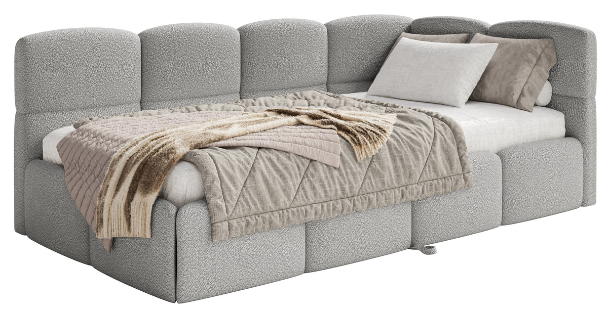 Lit d’enfant 90x200 cm Cloudy tiroir droit avec matelas gris bouclé