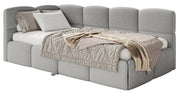 Lit junior 90x200 cm Cloudy avec tiroir coulissant gauche et matelas, bouclé gris