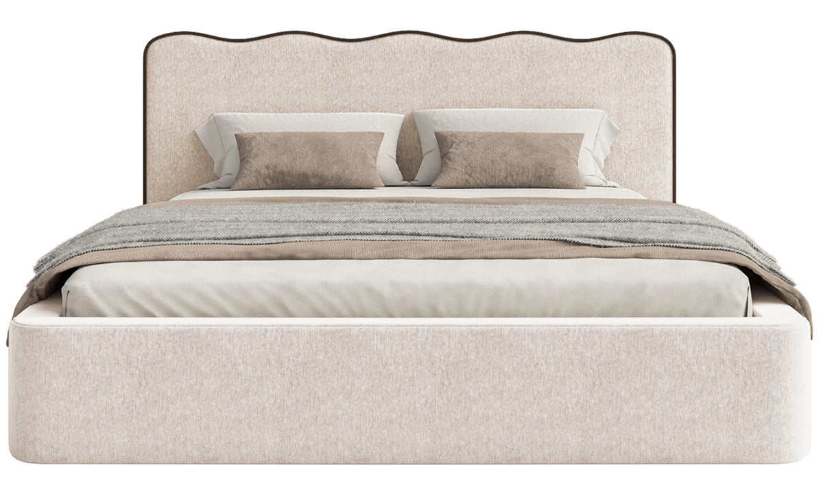 Gepolstertes Bett 160x200 cm Duney hellbeige Geflecht