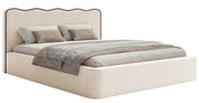 Gepolstertes Bett 160x200 cm Duney hellbeige Geflecht