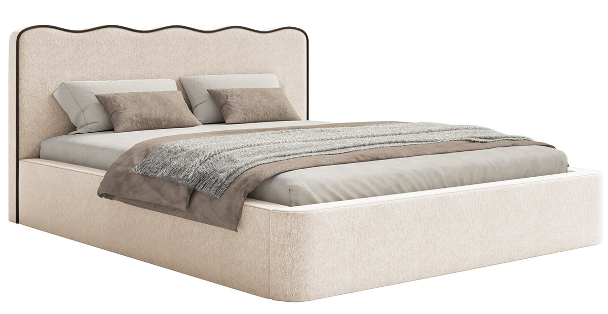 Gepolstertes Bett 160x200 cm Duney hellbeige Geflecht