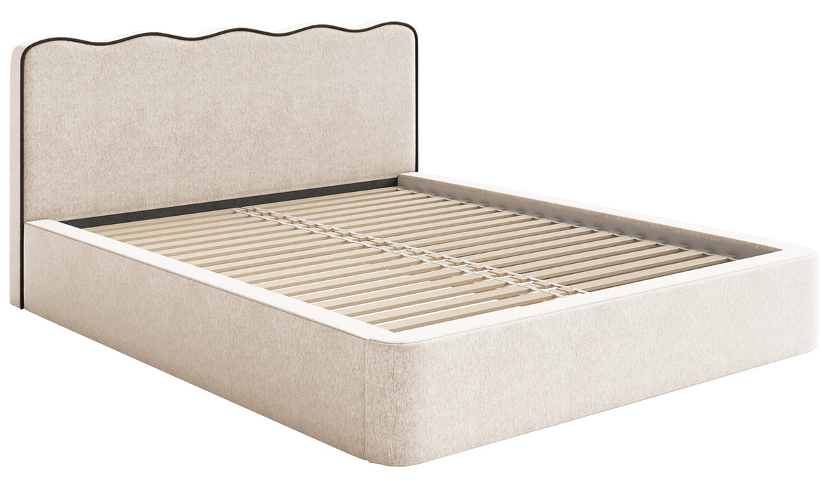 Gepolstertes Bett 160x200 cm Duney hellbeige Geflecht