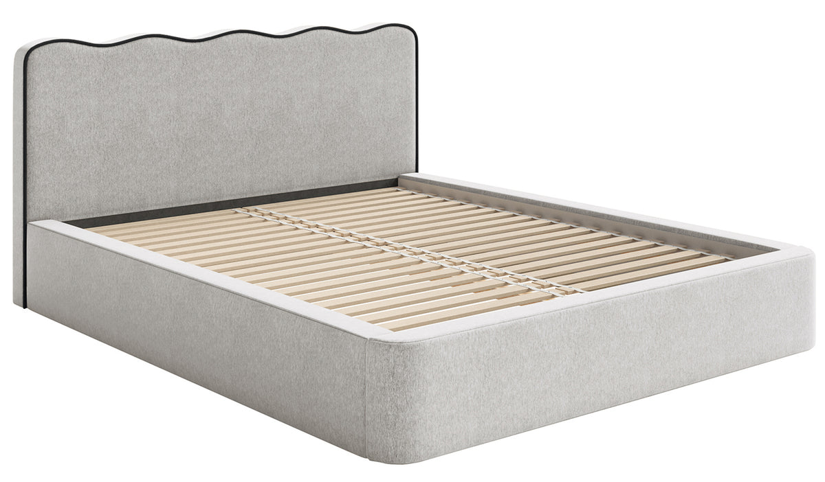 Polstermöbelbett 160x200 cm Duney hellgrauer Flechtstoff