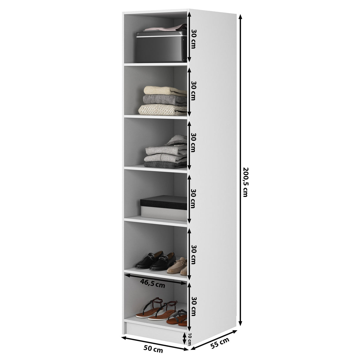 Armoire 1 porte Frame avec étagères 50 cm Gris beige
