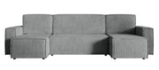 Canapé d’angle convertible Copertino en U avec coffre, universel, velours côtelé gris clair